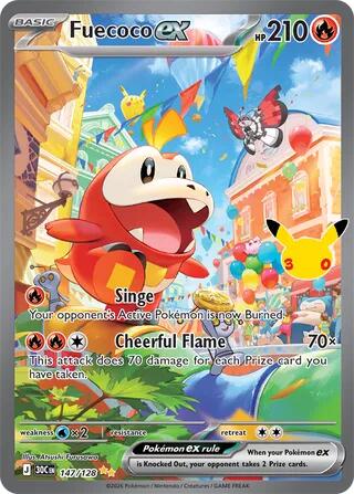 Fuecoco ex kaart uit Pokémon 30th Celebration