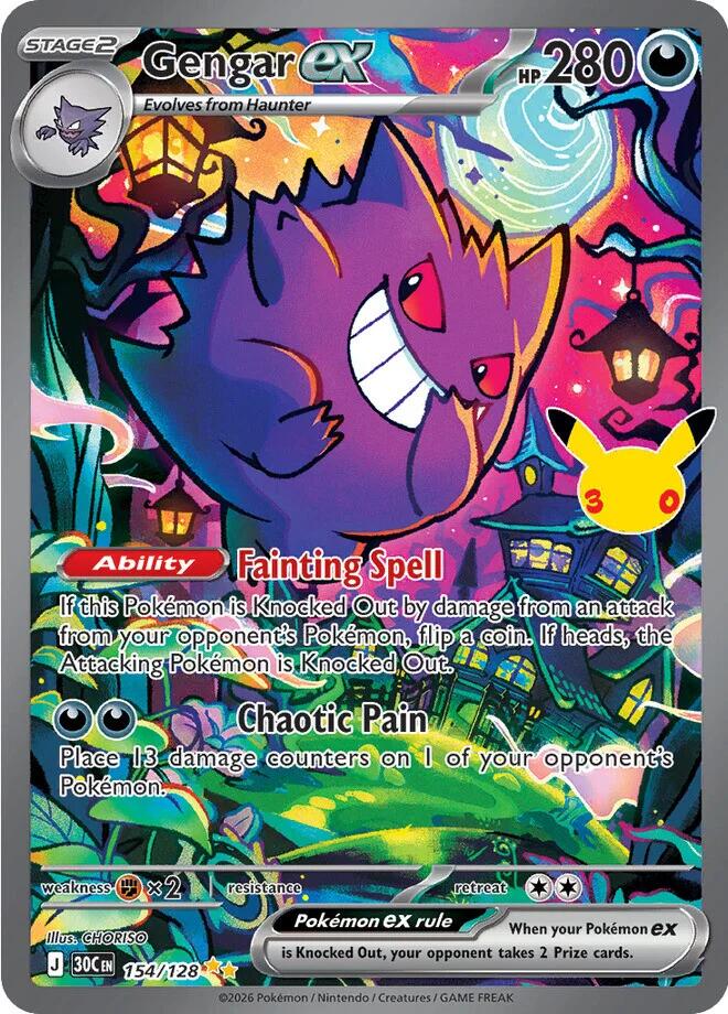 Gengar ex kaart uit Pokémon 30th Celebration