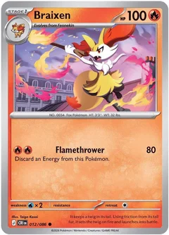Braixen Reverse Holofoil 012