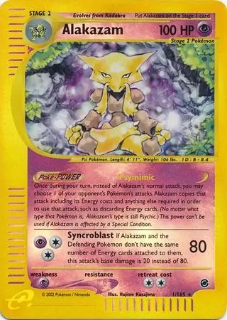Alakazam Reverse Holo, Expedition #1 Pokémon card