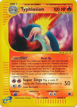Typhlosion Reverse Holo, Expedition #65 Pokémon card