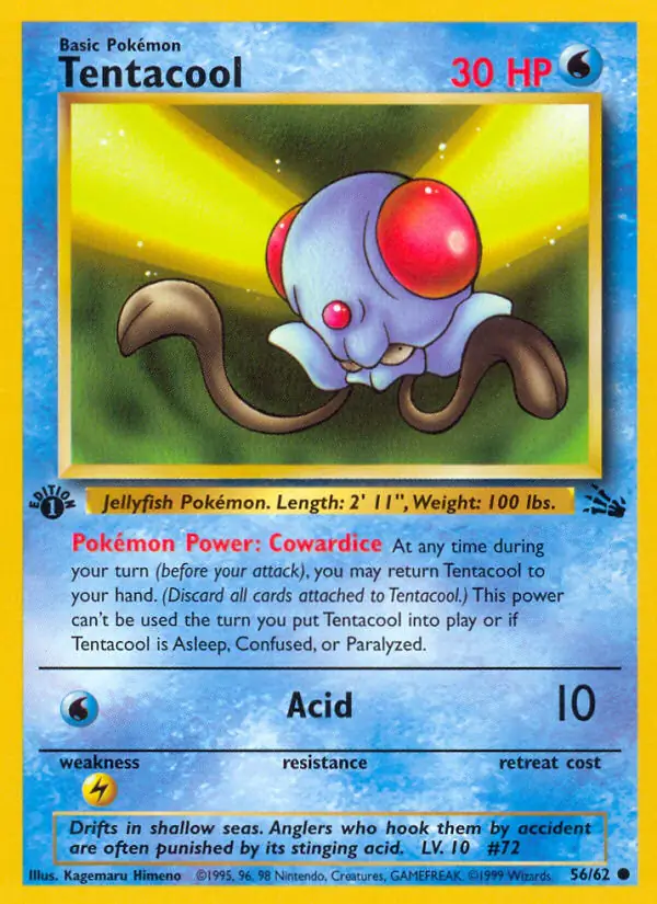 Tentacool, Fossil 1st Edition #56 Pokémon card