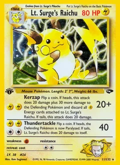 Lt. Surge's Raichu Holo 11