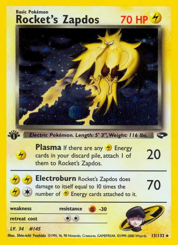 PokeDATA - Check current Pokemon card values for Rocket's Zapdos Holo 15!