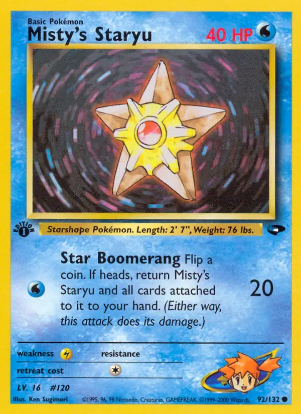Misty's Staryu, Gym Challenge 1st Edition #92 Pokémon card