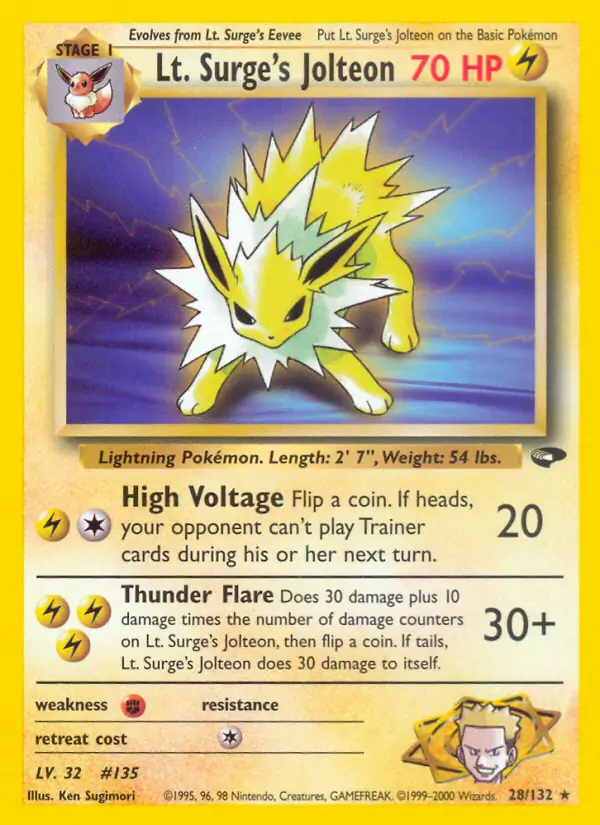Lt. Surge's Jolteon, Gym Challenge #28 Pokémon card