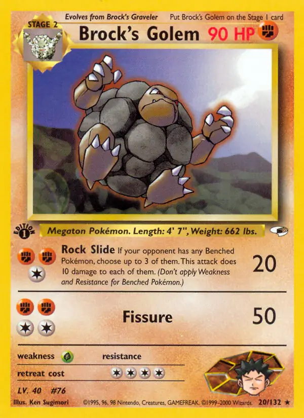 Brock's Golem, Gym Heroes 1st Edition #20 Pokémon card