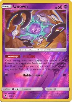 Unown Reverse Holo 92