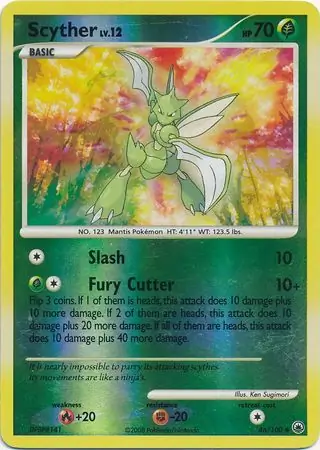 PokeDATA - Check current Pokemon card values for Scyther Reverse Holo 46!