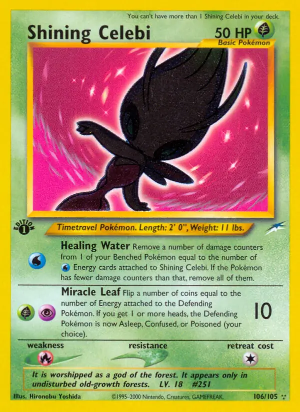 Shining Celebi, Neo Destiny 1st Edition #106 Pokémon card