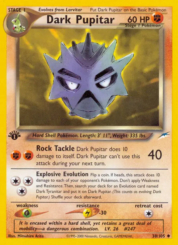 Dark Pupitar, Neo Destiny 1st Edition #38 Pokémon card