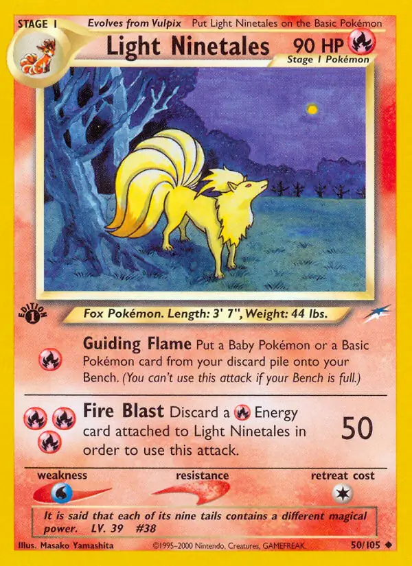 Light Ninetales, Neo Destiny 1st Edition #50 Pokémon card