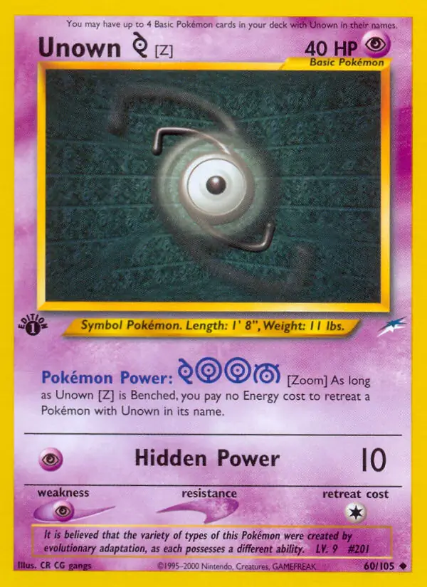 Unown [Z], Neo Destiny 1st Edition #60 Pokémon card