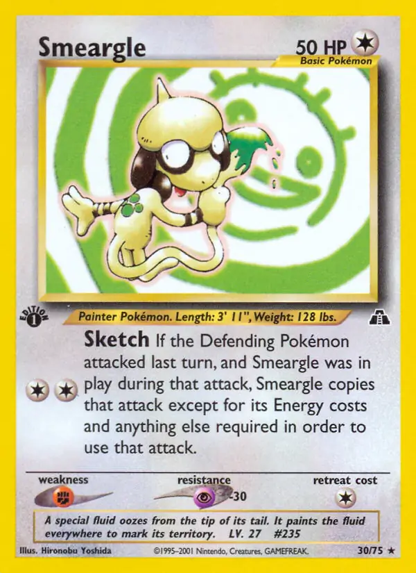 Smeargle, Neo Discovery 1st Edition #30 Pokémon card