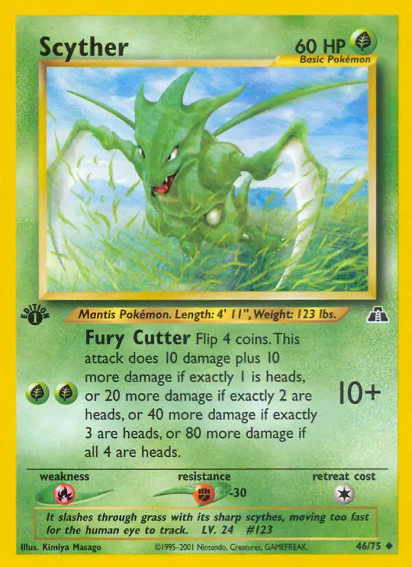 Scyther, Neo Discovery 1st Edition #46 Pokémon card