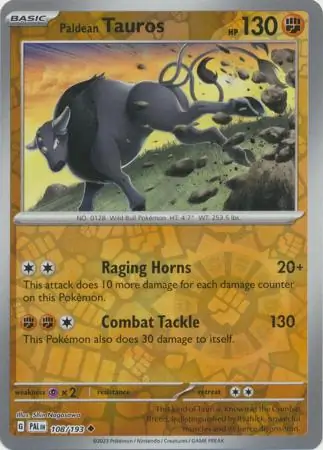 Paldean Tauros Reverse Holo