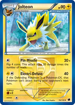 Jolteon, Plasma Freeze #34 Pokémon card