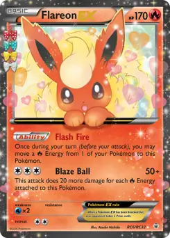 PokeDATA - Check current Pokemon card values for Flareon EX RC6!