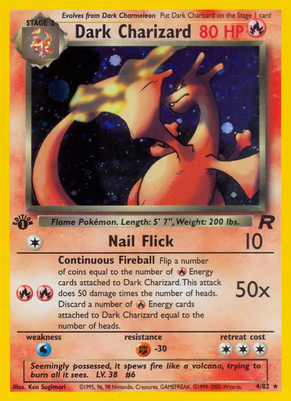 PokeDATA - Check current Pokemon card values for Dark Charizard Holo 4!