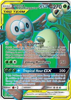 Full Art Rowlet & Alolan Exeggutor GX 214